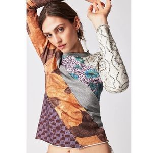 Free People We The Free Weekday Night Tee Blouse Top Bandana Printed